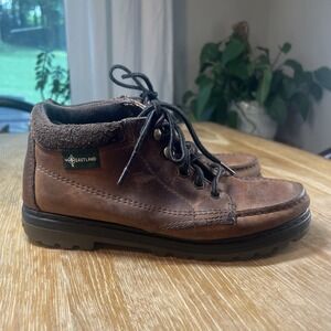 Vintage Eastland Boots Womens 7 M Brown Leather Moc Toe Hiking Chukka‎